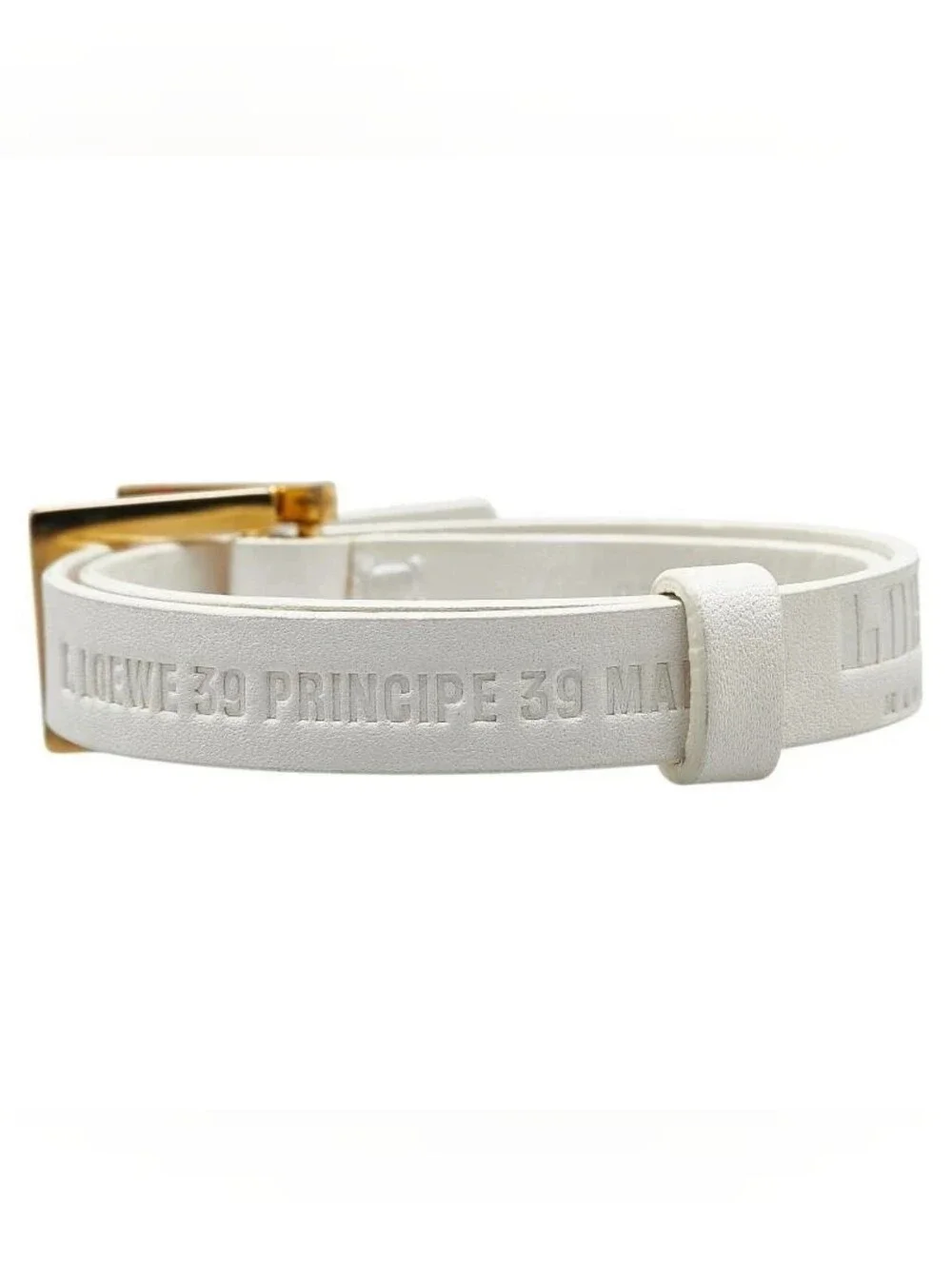 LOEWE Vintage 030510 Double Wrap Leather Bracelet White Gold Madrid Spain